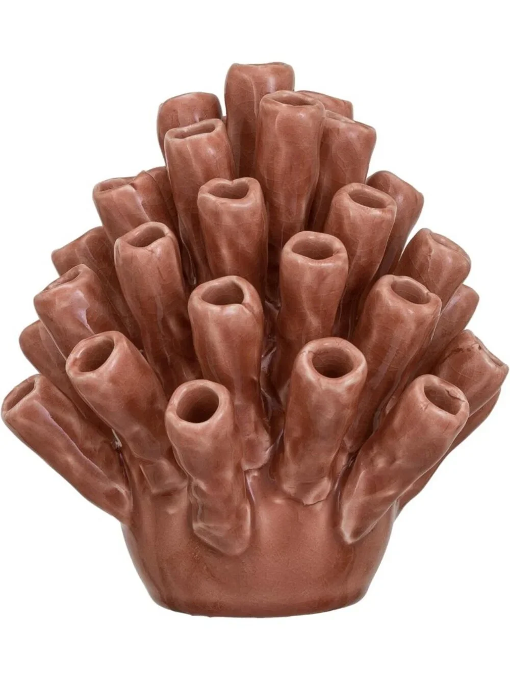 Coral Shaped Stoneware Vase with Crackle Glaze - Unique Home Decor Accent